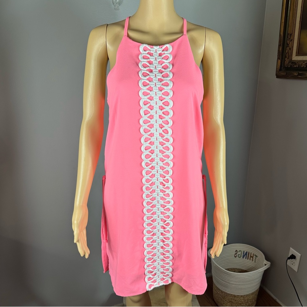 Lilly Pulitzer Pearl Halter Romper Pink/White Women’s Size 8